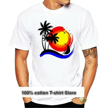 Personalizado dos Homens T-Shirt Estilo Novo Padrão de Palmeiras da Califórnia Roupas T-Shirt dos Homens de Presente de Nova Praia de areia Branca coqueiro Tshirt