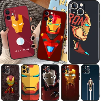 Marvel Iorn Homem dos desenhos animados Caso de Telefone Para o iPhone da Apple 14 13 12 11 Pro Max Mini XS Max X XR 7 8 Mais 6 TPU Macio Capa Preta Shell