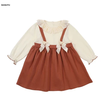 OASHTH de roupas infantis a primavera e o outono de nova menina vestido de princesa sweet baby manga longa saia