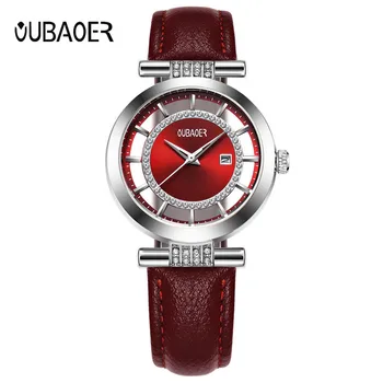 OUBAOER Couro Moda Pulseira de Mulheres Relógios de alto Luxo da Marca Senhoras Relógio de Quartzo do Famoso Relógio de Pulso Relógio Feminino Hodinky