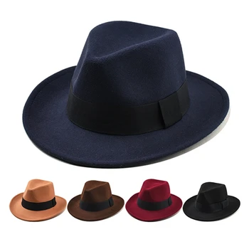 Outono cartola Jazz chapéu de cowboy enrolado imitação de lã de homens e mulheres de moda ao ar livre chapéu de lã tampa de Esportes