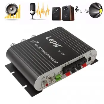 LP-838 Carro de Poder Amplificador Hi-Fi gratuito 2.1 MP3 Rádio de Áudio Estéreo alto-Falante de Graves Booster Player para Moto Home Não Plugue de Alimentação