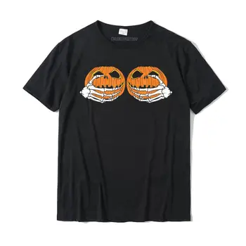 Esqueleto Da Mão De Abóbora Sutiã Traje De Halloween Engraçado Presente T-Shirt De Algodão Topos & Tees Para Os Homens, Camisa Top T-Shirts Família De Desconto