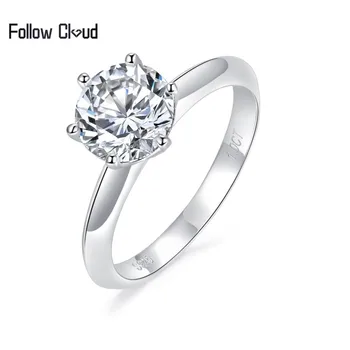 Siga Nuvem 1ct 2ct 3ct Real Moissanite Anel de Noivado de Casamento de Diamante, Anéis de Prata 925 para Mulheres de Jóias de Luxo de Presente