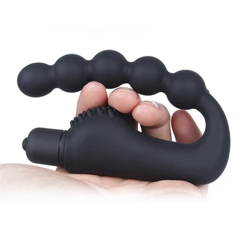 10 Velocidades de Vibração Massageador de Próstata 5 Puxe esferas da cadeia de Plug Anal em Silicone Vibrador Anal G-spot Vibrador Brinquedos Eróticos U Vibração