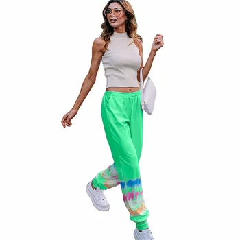 Pintado a Impressão de Moletom Mulheres de Quadril Elástico de Cintura Alta Calças Largas Fêmea Solta Calças de Harém Calças Casuais calças de Jogging