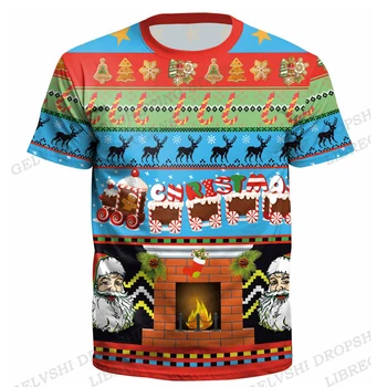 Natal de Trem 3d Print T-shirt Homens Mulheres da Moda de T-shirts Crianças Hip Hop Tops Tees Lareira T-Shirt Presentes do Festival Camiseta Menino