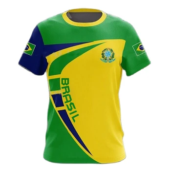 2022New Moda Camisa com a Bandeira Brasileira em 3D T-Shirt para Homens e para Mulheres Casuais Tripulação Pescoço Curto Mangas T-Shirt de Esportes