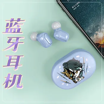 Anime Genshin Impacto Zhongli Hu Tao Klee Cosplay Portátil Sem Fio Bluetooth Fone De Ouvido Aluno Pro Caso De Proteção Coleção