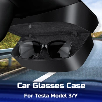Carro Suporte de Óculos de Óculos Caso de Armazenamento de Caixa de Tesla Model 3 Y 2020-2022 Viseira pára-brisa Organizador de Acessórios de decoração