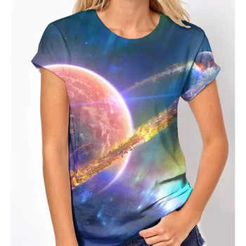 2022 Verão Multi Novo Elemento do Universo de Star 3d Digital Impressa das Mulheres T-shirt