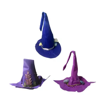 Halloween Feltro Chapéus de Bruxa Cosplay Assistente de Caps para Mulheres Meninas Superior chapéus pontudos para a Fantasia Vestido de Festa Masquerade Festa