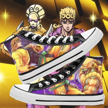 Jojo's Bizarre Adventure Cos Sapatos de Lona de Anime Cartoon Estudantes Alta Ajuda Cosp Casual, Confortável Homens e Mulheres Faculdade