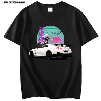 Anime Initial D T-shirt Para R35 Skyline GTR Vaporwave JDM Lenda Carro Camisa de Impressão Homens de Manga Curta 100% Algodão Gráfico T-shirts
