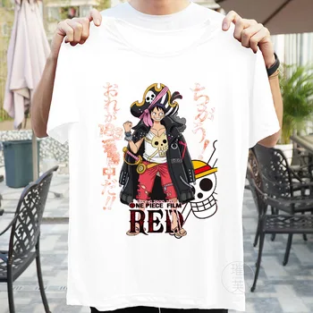 2022 Teatral Edição de Filme Red Monkey D. LuffyT-shirt Luffy Moda Casual, a Impressão 3D de Manga Curta Harajuku O-Pescoço