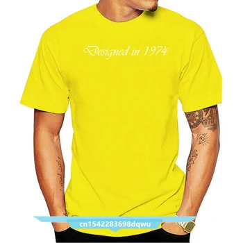Homens Concebido Em 1974, T-Shirt Personalizar de Manga Curta, Gola Redonda, Cor Sólida Fitness Básico Primavera, Outono Padrão de Camisa