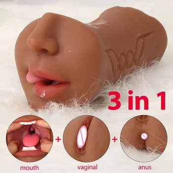 Grande Boquete Oral Masturbador Masculino Brinquedos Sexuais, Masturbação Para Os Homens Garganta Profunda Artificial Realista De Borracha Vagina Real Buceta