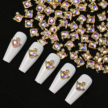 20Pcs Liga Colorido Broca de Unhas de Arte de Encantos, Cheio de Diamantes Design de Cristal Para a Decoração da Arte 3D Strass Acessórios de Manicure