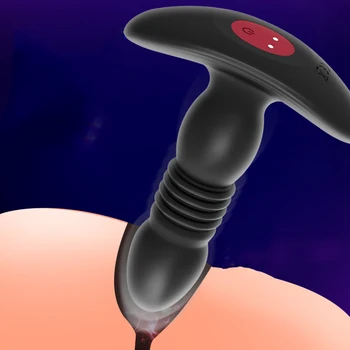 Telescópico Anal com Vibrador Massagem de Próstata Plug anal retardar a Ejaculação Anel peniano Dildos Estimulador Anal para Homens Gays