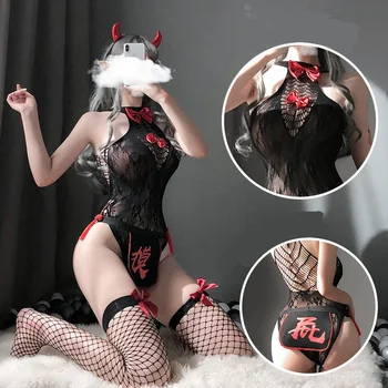 COLSM KVSAZ Mulheres Quentes Lingerie Erótica Vestido de Cosplay rede de Borboleta Meias Tentação Uniforme Trajes de Cueca Sexo Roupas de Papel