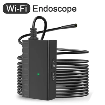 Wi-FI mini endoscópio câmara de 5,5 m, rígido cabo, cobra tubo de câmera de inspeção, adequado para Android, IOS, PC