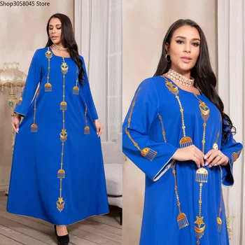 Abaya Dubai Muçulmano Vestido De Luxo, De Alta Classe Bordado Túnica Africana Ramadã Kaftan Islã Roupas Das Mulheres Longos Vestidos Maxi 2021