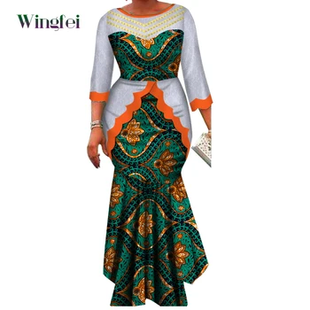 Outono de Vestidos para Mulheres Ancara Moda Dashiki Manto Vestidos Tradicionais das Mulheres Africanas Boubou Noite Vestidos de Manga Longa WY3366