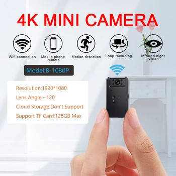 Novo Portátil 4K Full HD, wi-FI MINI Câmera de Visão Noturna Infravermelho Sensor Inteligente de Vídeo, Gravador de Casa de Segurança do Bebê Micro Câmera de Vídeo