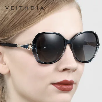 VEITHDIA Mulheres de óculos de Sol Polarizados da Lente do inclinação de Luxo Senhoras Designer de Óculos de sol Óculos de Acessórios Para Mulheres 3145