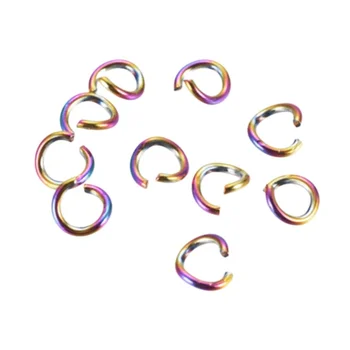 304 de aço inoxidável sete cores abrir a vácuo de anel chapeamento de DIY jóias, brincos, colar de cadeia de ligação do anel 100pcs