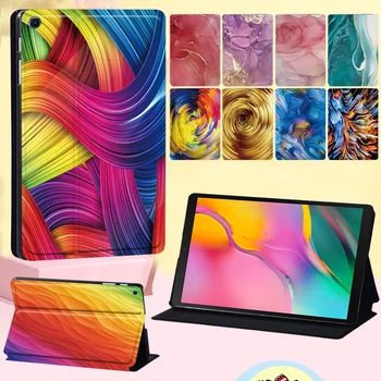 Para Samsung Galaxy Tab 8,0 2019 T290 T295 Suporte Para Tablet Capa De Aquarela Padrão Macia Funda De Couro Flip Escudo Protetor