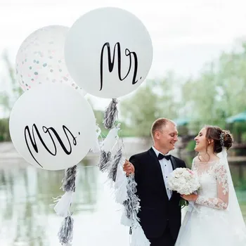 2pcs Europeia de Casamento & Noivado Fotografia Adereços de Casamento Decoração de Quarto de Layout Mr Mrs 36 polegadas Balão de Gênero Revelar