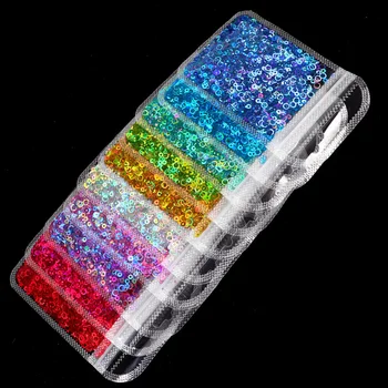1Bag Oco de Néon Rodada Ultra-fino de Lantejoulas para o Prego Decorações Coloridas de Unhas de Glitter Holográfico 3D Flocos de Decorações da Arte do Prego