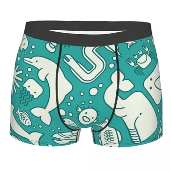 Animais do Mar, Inteligente, Gentil, Livres E Felizes Os Golfinhos Cuecas Homme Calcinha de roupa íntima para Homens Ventilar Shorts, Cuecas