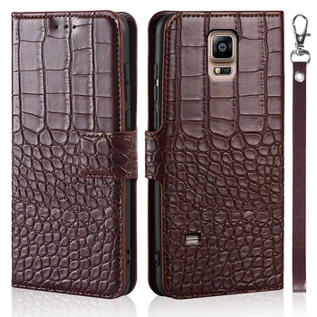 Telefone Flip Case para Samsung Galaxy Nota 4 N9100 Cobrir casos de Crocodilo Textura de Couro de Design de Livro de Coque Carteira Capa do Titular do Cartão