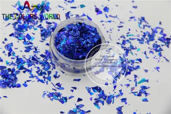 TCA705 Holográfico Cor Azul Royal Folha de Mylar Aleatória de Tamanho de Corte Flocos para decoração de unhas e arte decoração DIY