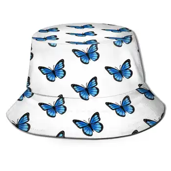Azul Unissex Verão Exterior Protetor Solar Hat Cap Pastel Muito Bonito, Erro De Insetos Cartoon Estética Básica Bonito Monarca Feminino
