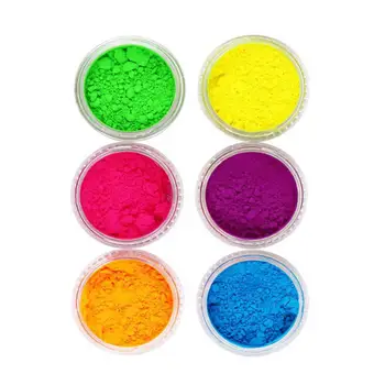 6 Cores de Mistura/set Fluorescentes Neon Unhas Pó Matte Nude Pigmento Para a Decoração da Arte do Prego Sombra Pigmento Parte da Barra de Ferramenta de Maquiagem