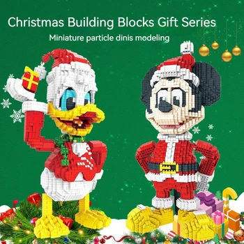 Disney Construção de Blocos de Natal de Mickey Mouse, Pato Donald Boneca de Micro-partículas E Inserir Decoração Crianças Brinquedo de Presente de Natal