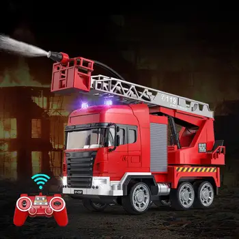 E597 2.4 ghz Anti-interferência RC Caminhão de bombeiros Manual giratória de 360 Graus Console de Levantamento de Carro de Escada de Modelo de Brinquedo das Crianças Menino Presentes