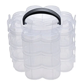 3-Camada Transparente De Plástico Empilhável, Organizador De Armazenamento Hobby Artesanato Recipiente Caixa De Jóias De Caso -