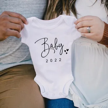 Engraçado Bebê 2022 Bebê Recém-Nascido Bodysuits De Verão Bonito Da Criança Da Letra Macaquinho Infantil Bebê, Roupas Meninas Roupas Gravidez Revelar