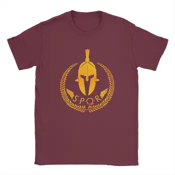 Homens do SPQR Império Romano, T-Shirts Ouro 100% Algodão Tops Vintage de Manga Curta, Gola de Camiseta Exclusiva T-Shirt