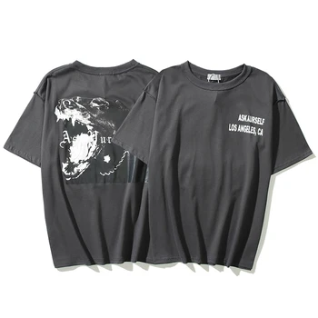 T-shirt Askyurself og cão Rottweiler cabeça de homens e mulheres de impressão de alta rua velha solta maré marca gola redonda, manga curta