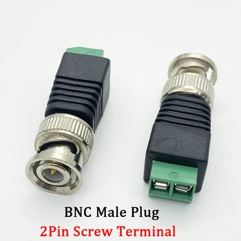 2Pcs de Metal BNC Macho Balun Conector de 2 pinos Terminal de Parafuso de Solda livre de Conector de Fios para CFTV Câmera de Vigilância CCTV Sistema de