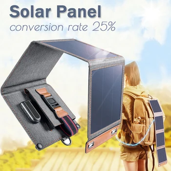 Dobrável Poderoso Painel Solar USB 5V Célula Solar Portátil de Energia Solar Carregador de Acampamento ao ar livre de Energia Móvel de Carregamento da Bateria do 14W