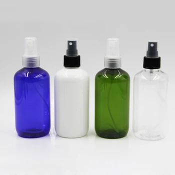 Azul Verde Branco 250ML 24 pcs Vazia de Plástico do Pulverizador Garrafa com preto/transparente atomizador Cosmético, Perfume Recipiente