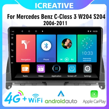9 Polegadas auto-Rádio de 2 Din Android 4G WiFi Carplay Para a Mercedes Benz C-Class 3 W204 S204 2006~de 2011, GPS de Navegação Multimédia Player