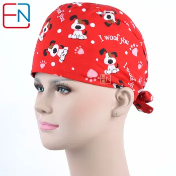 Hennar Mulheres esfregam Caps Máscaras de Alta Qualidade, Vermelho Cartoon Impressão Esfoliação Caps Clínica 2 tamanhos para uma escolha