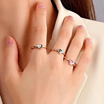 Nova Chegada de Metal Geométricas Anéis Womens MODA Liga Cor Gotas de Óleo de Fofocas Coração Yin Yang de Tai Chi Anéis Jóias para Meninas